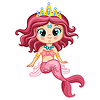 Vector clipart: Cute pretty sitting mermaid cartoon