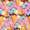 Seamless pattern cute mermaid in ice cream cone