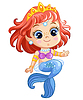 Vector clipart: Cute sitting princess mermaid cartoon