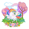 Vector clipart: beatiful unicorn with rainbow mane