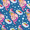Vector clipart: Seamless pattern cute mermaid eats sushi