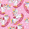 Vector clipart: Seamless pattern cute wooden rocking horse