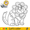 Vector clipart: Cartoon cute dog in flower costume coloring