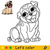 Vector clipart: Cartoon cute sitting dog pug coloring book