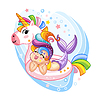 kawaii and cute mermaid in inflatable circle