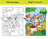 Coloring and color knight riding unicorn