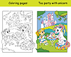Coloring and color unicorn drive car
