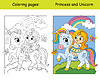 Coloring and color unicorn drive car