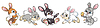 Set of cute cartoon rabbit cubs