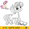 Vector clipart: Cute unicorn in profile with book coloring book page