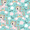 seamless pattern with cute unicorn on rainbow