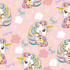 seamless pattern with cute mom and baby unicorns