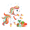 Vector clipart: Cute Christmas unicorn with gifts