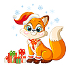 Vector clipart: Cute Christmas fox with gifts