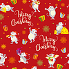 Christmas elements and mouses seamless pattern red