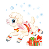 Vector clipart: Little lamb Christmas with gifts