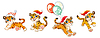 Vector clipart: Little funny tigers Christmas set