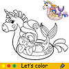 kawaii laughing mermaid in inflatable circle