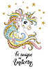 Vector clipart: Happy cartoon unicorn golden colors