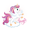 Vector clipart: Cute cartoon unicorn with wings