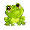 Cute and happy green frog