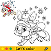 Vector clipart: Coloring cute happy Christmas rabbit