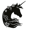 Векторный клипарт: Черный силуэт головы единорога