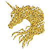 Golden unicorn head silhouette