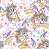 Cute unicorns head with elements seamless pattern