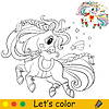 Vector clipart: Coloring with template christmas unicorn