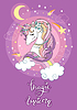 Vector clipart: Cartoon cute dreaming unicorn poster
