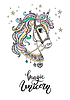 Vector clipart: Cute unicorn with silver sparkle mane portrait