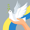 Vector clipart: Cartoon dove bird in hand