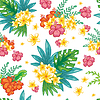 Vector clipart: Seamless pattern with tropical exotic flowers and