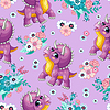 Vector clipart: Seamless tropical pattern with cute triceratops