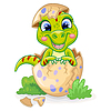 Cute cartoon baby tyrannosaurus in egg