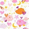 Abstract cosmic seamless pattern in trendy colors