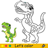 Vector clipart: Cartoon cute dinosaur tyrannosaurus coloring book