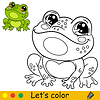 Cartoon cute happy frog coloring