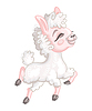 Vector clipart: Cute Cartoon pink alpaca