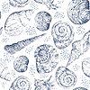 seamless pattern navy seashells