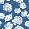 navy seamless pattern seashells