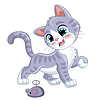 Vector clipart: Cute gray kitten cartoon character