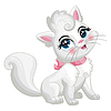 Lindo personaje de dibujos animados de gatito blanco mullido sentado | Ilustración vectorial
