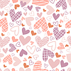Seamless pattern with pink and purple hearts