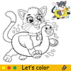 Cartoon cat with an inflatable circle coloring