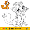 Vector clipart: Cartoon cat coloring book page