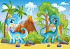 Vector clipart: with cute diplodocus dinosaurs in nature