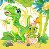 Vector clipart: with cute tyrannosaurus dinosaurs in nature