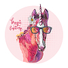 Head of unicorn with glasses